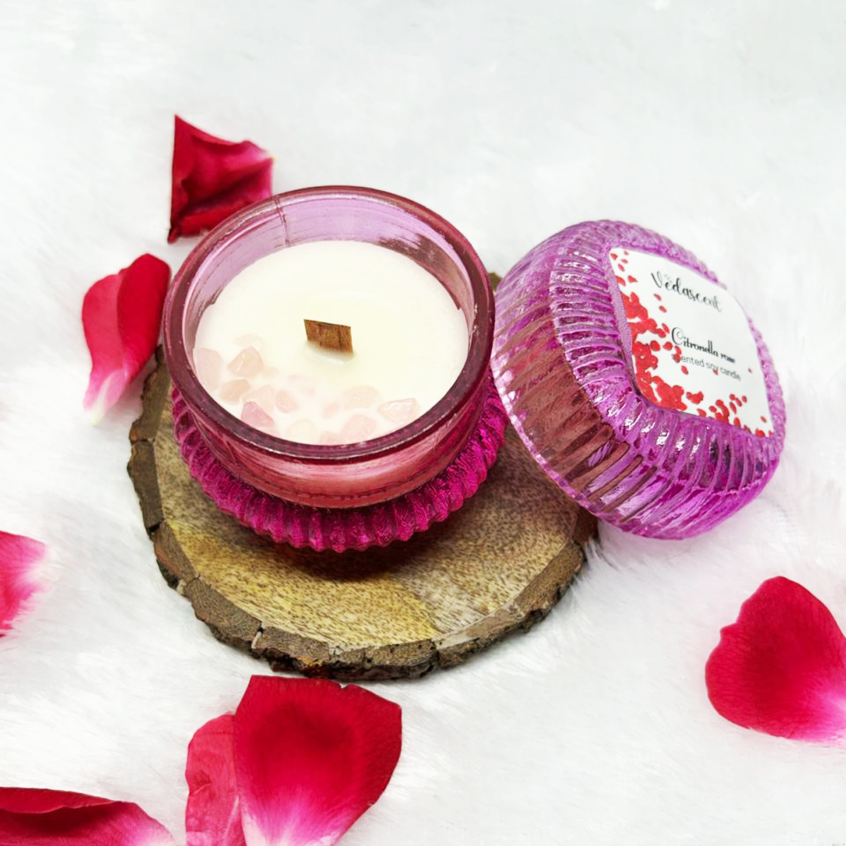 crystal jar candle pink